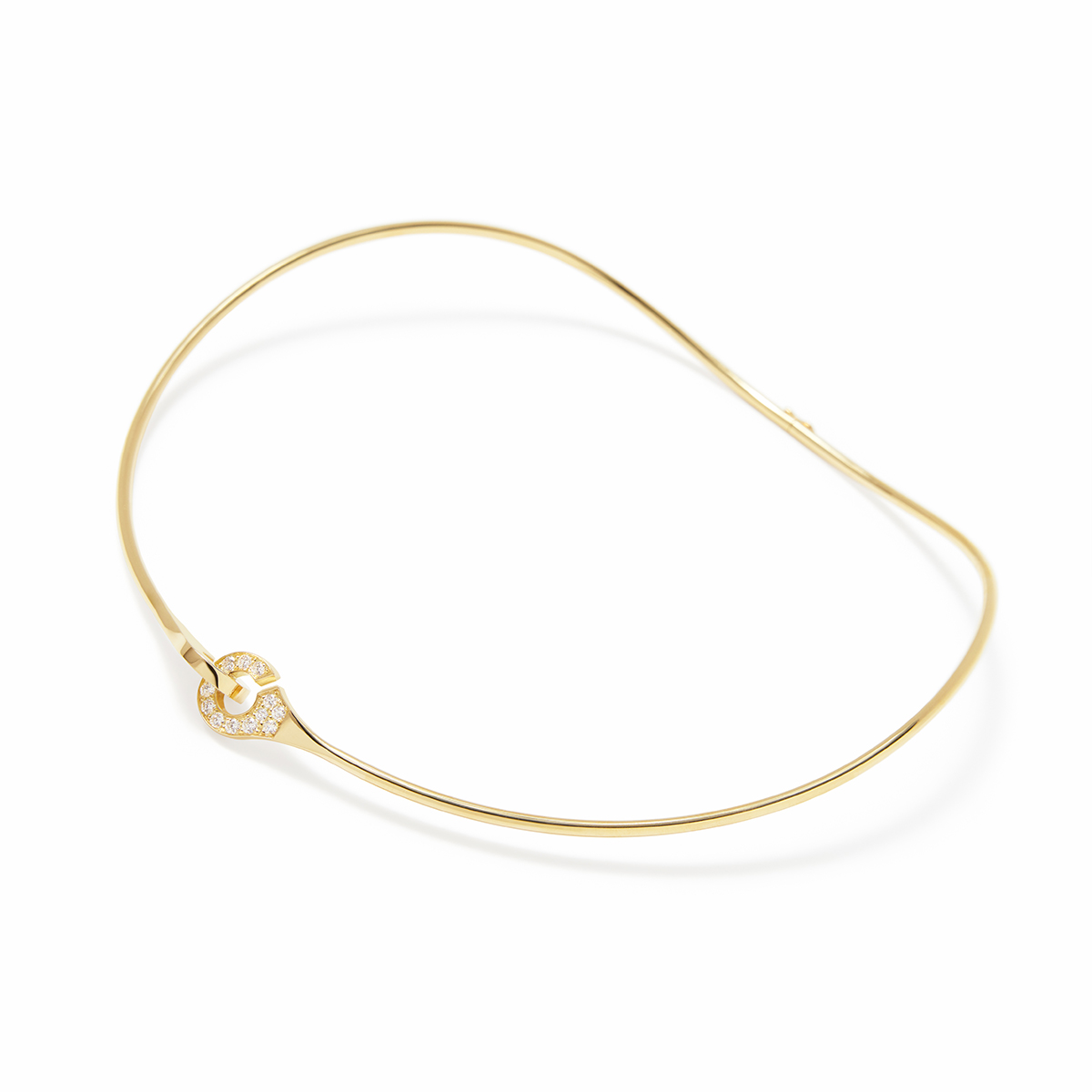 Collier Torque Menottes dinh van sculptées demi-pavé