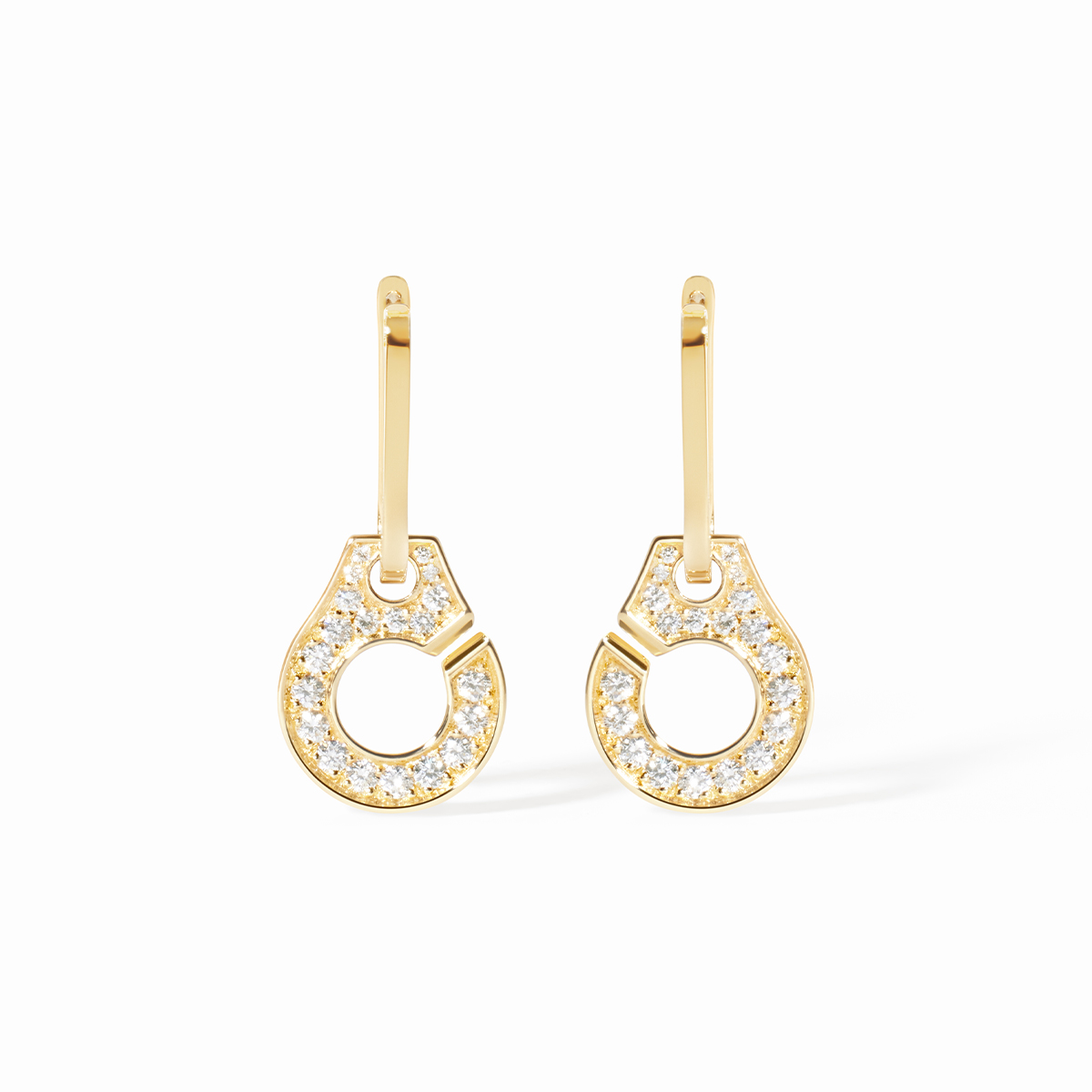 Boucles d'oreilles pendantes Menottes dinh van pavées