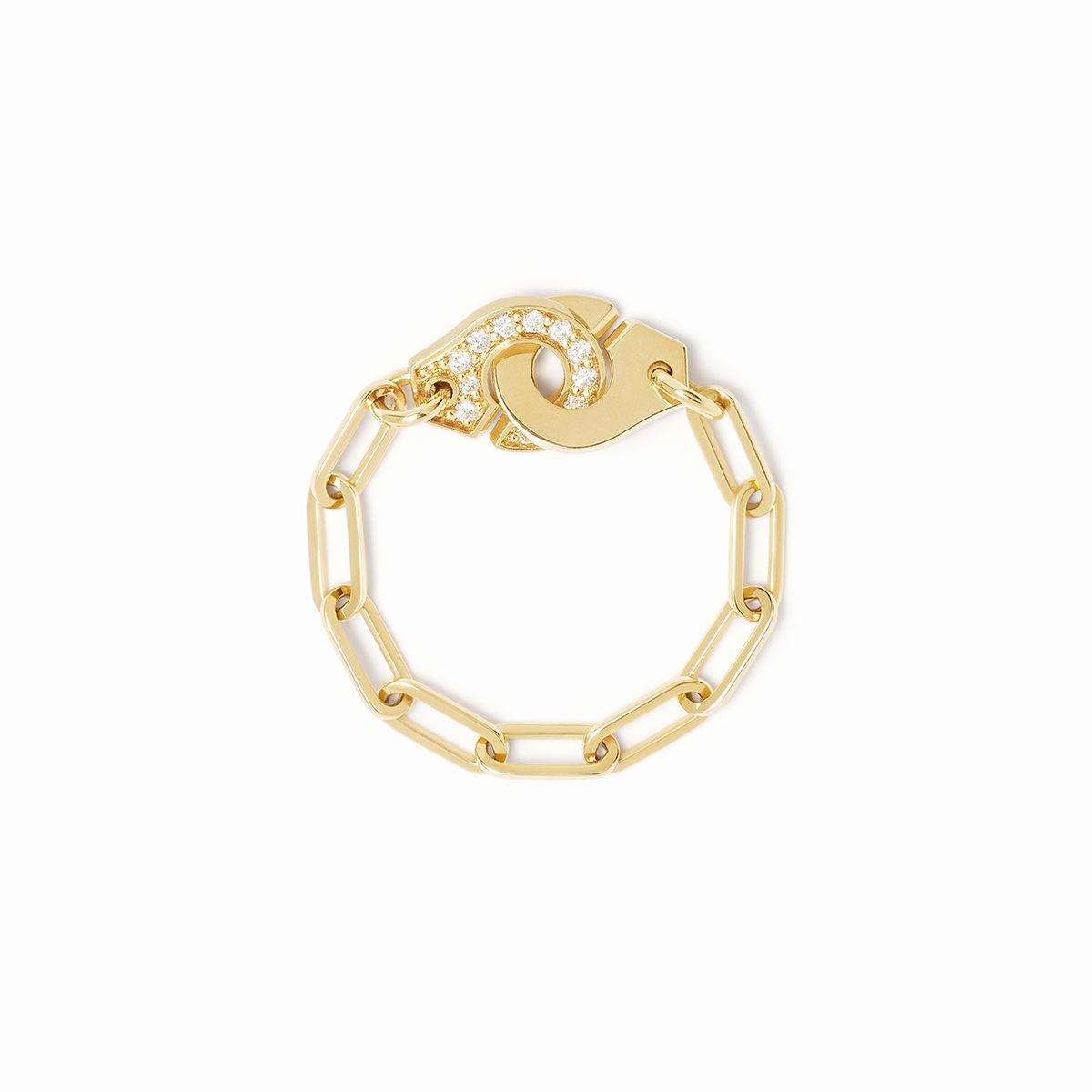 Bague chaîne Menottes dinh van demi-pavée