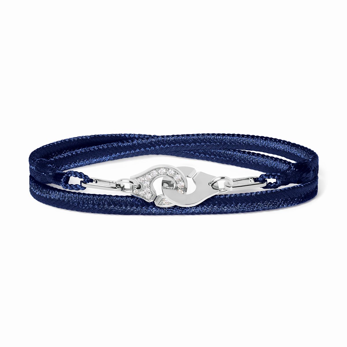 Bracelet tissé double tour Menottes dinh van semi-pavé petit modèle