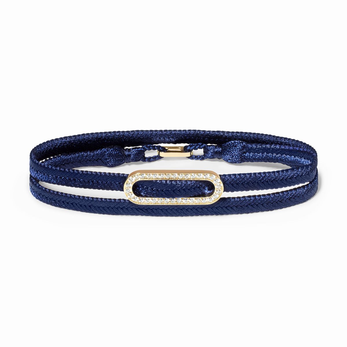 Pulsera tejida de doble vuelta azul marino Maillon pavé