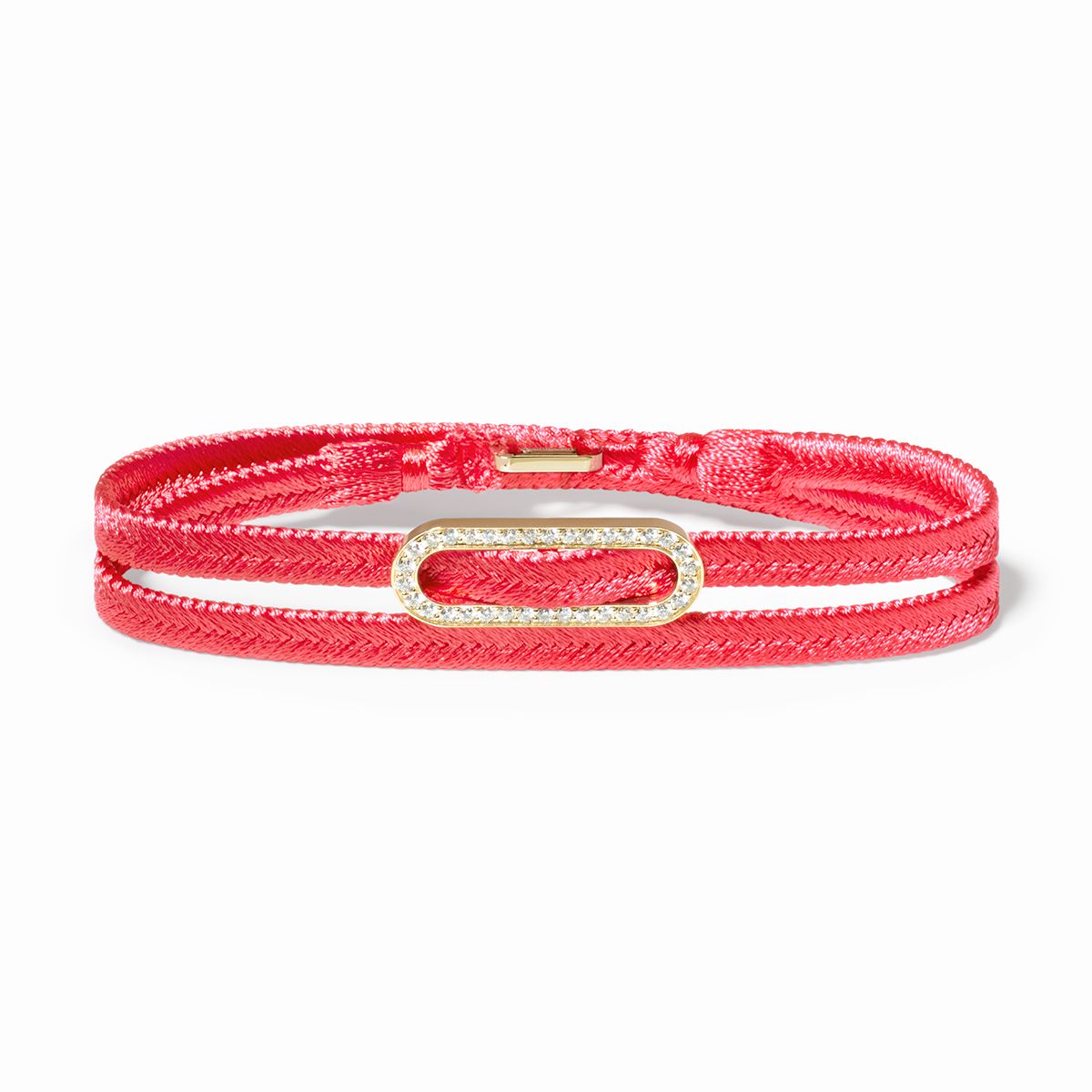 Pulsera tejida de doble vuelta rosa Maillon pavé