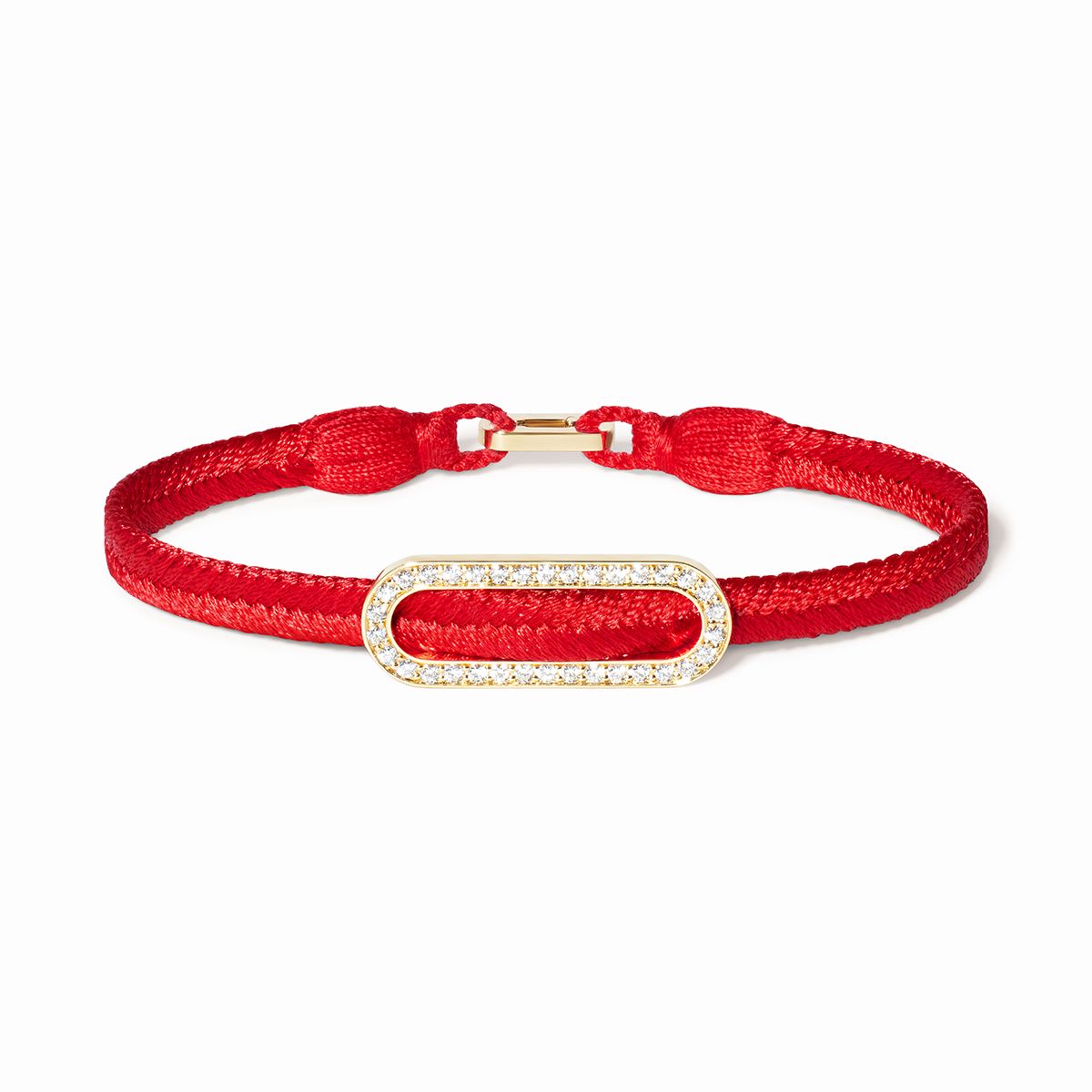 Pulsera tejida roja Maillon pavé