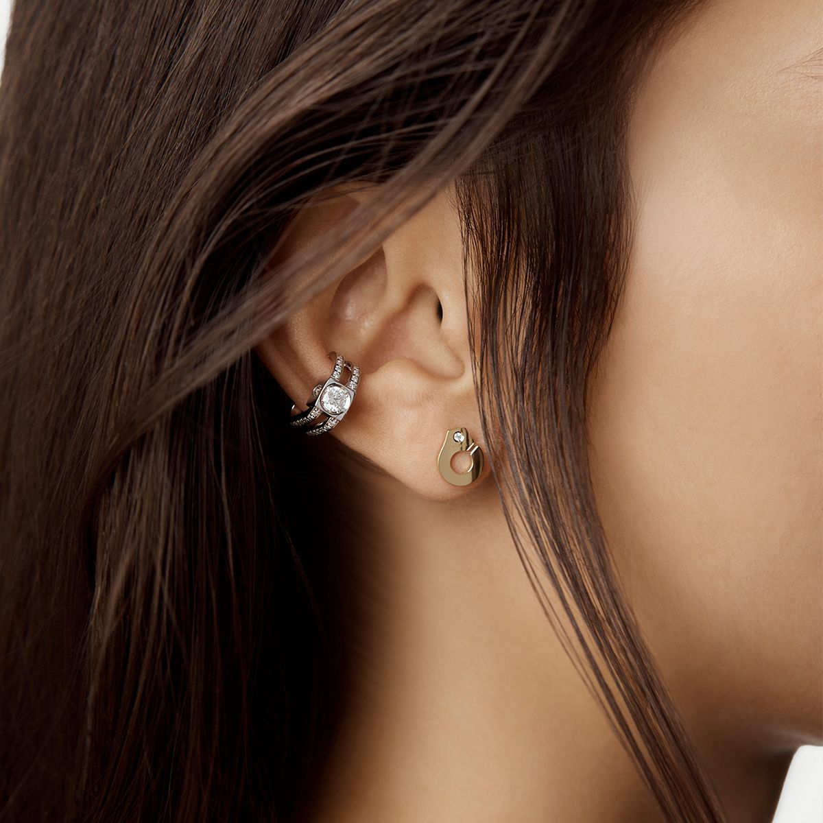 Bague d'oreilles Le Cube Diamant grand modèle pavée