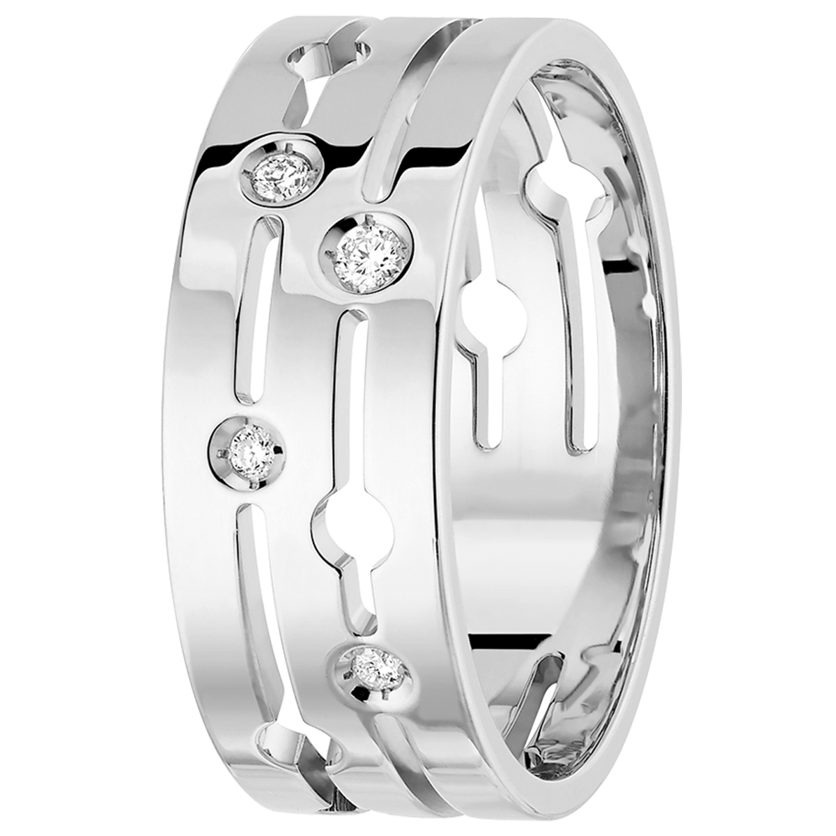 Bague Pulse dinh van moyen mod le or blanc et diamants dinh