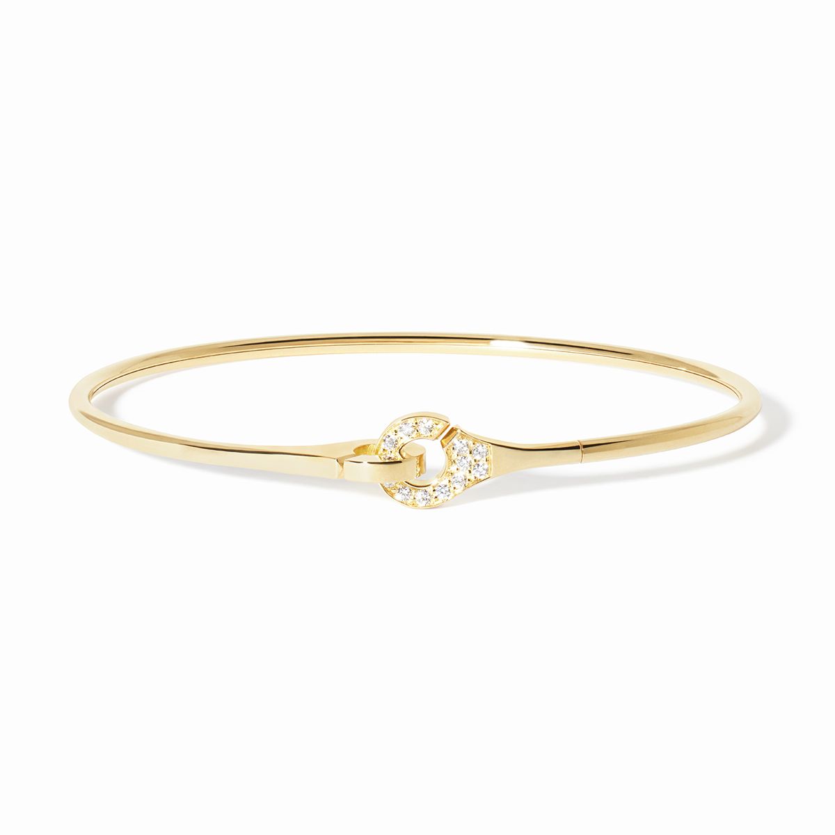 Bracelet jonc Menottes dinh van sculptées demi-pavé