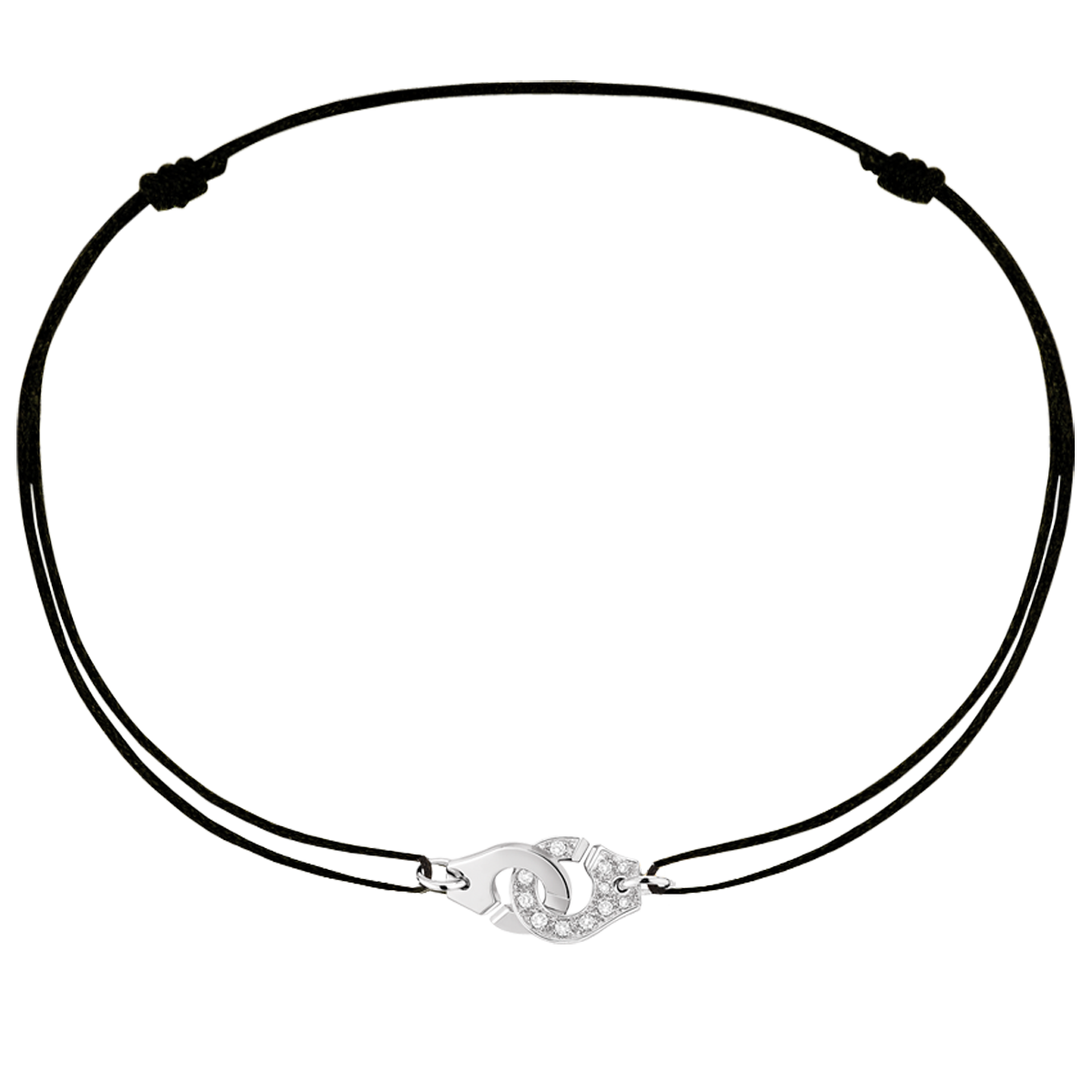 Bracelet sur cordon Menottes dinh van R8 or blanc semi pav