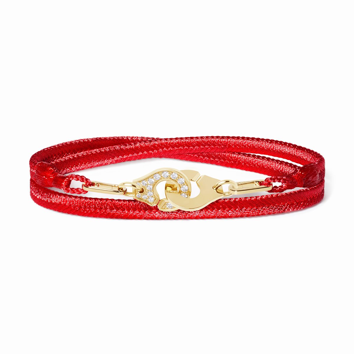 Menottes dinh van small half-pavé double-wrap woven bracelet