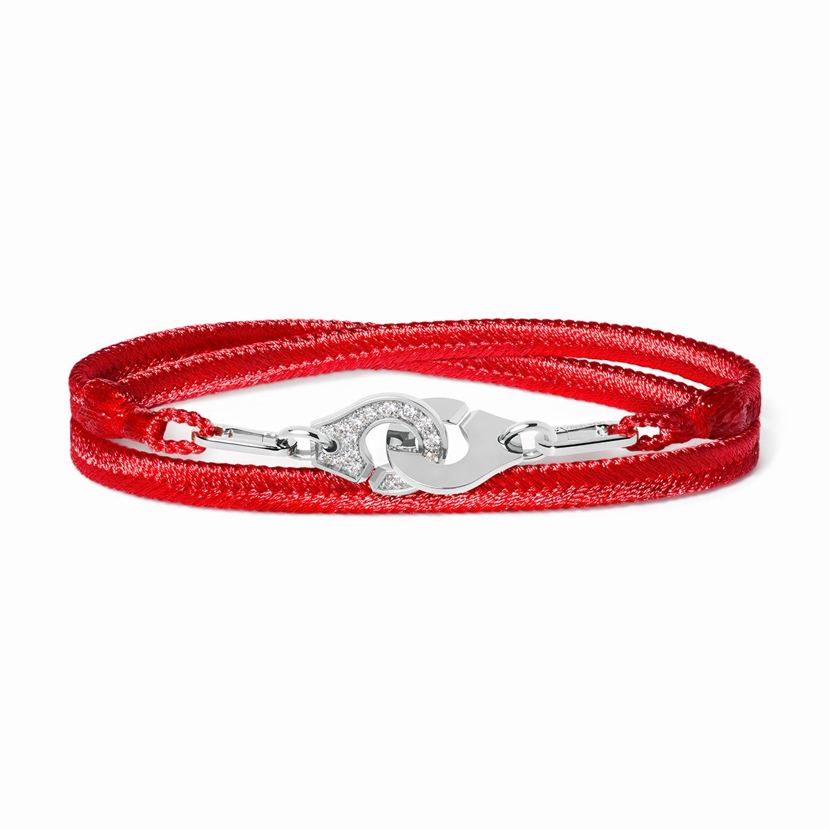Menottes dinh van small half-pavé double-wrap woven bracelet