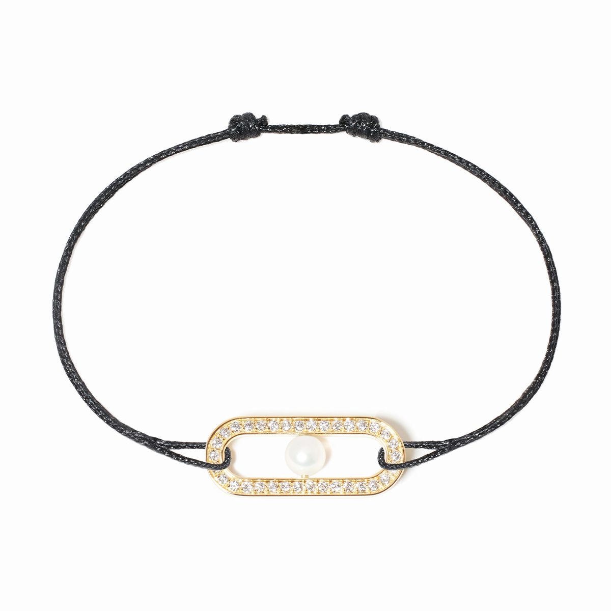 Bracelet cordon Maillon Perle pavé