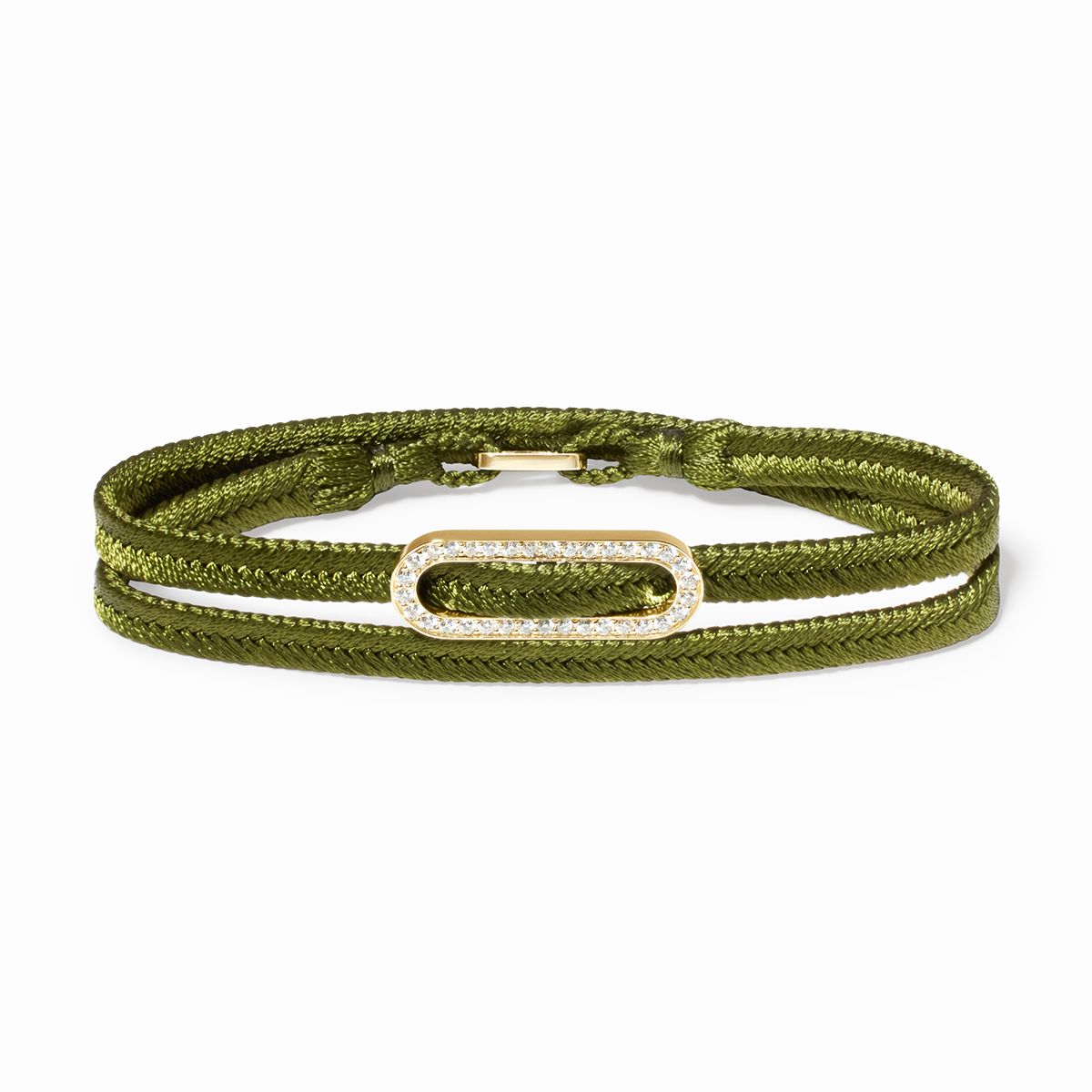 Pulsera tejida de doble vuelta caqui Maillon pavé