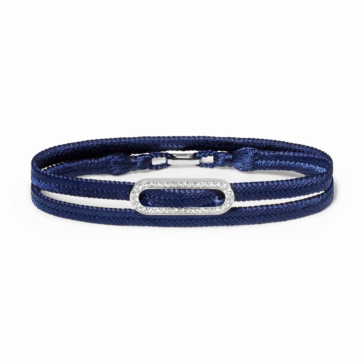 Pulsera tejida de doble vuelta azul marino Maillon pavé