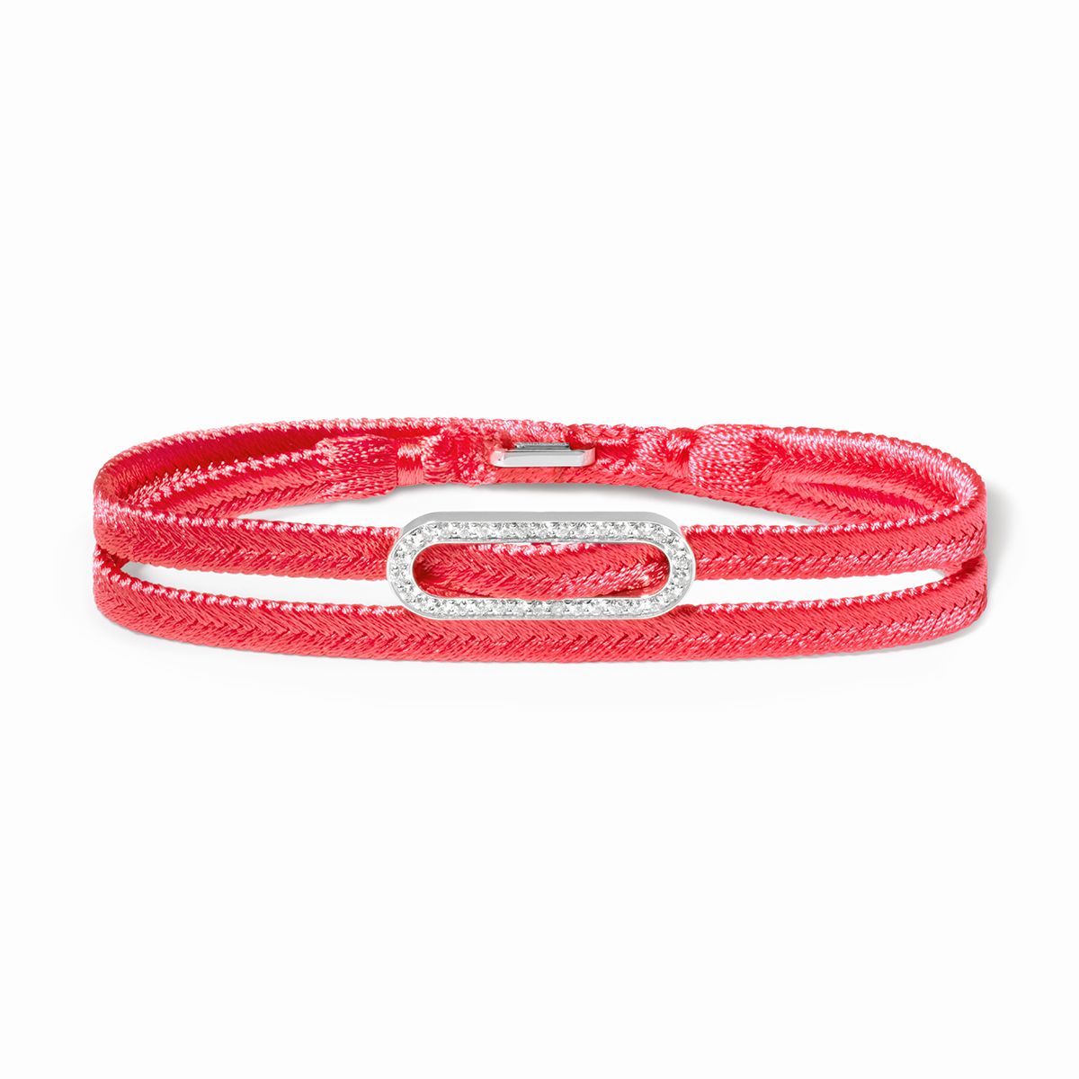 Pulsera tejida de doble vuelta rosa Maillon pavé