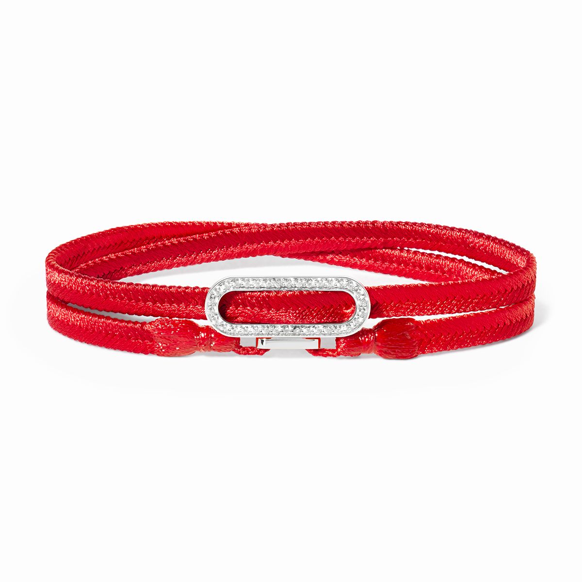Pulsera tejida de doble vuelta roja Maillon pavé