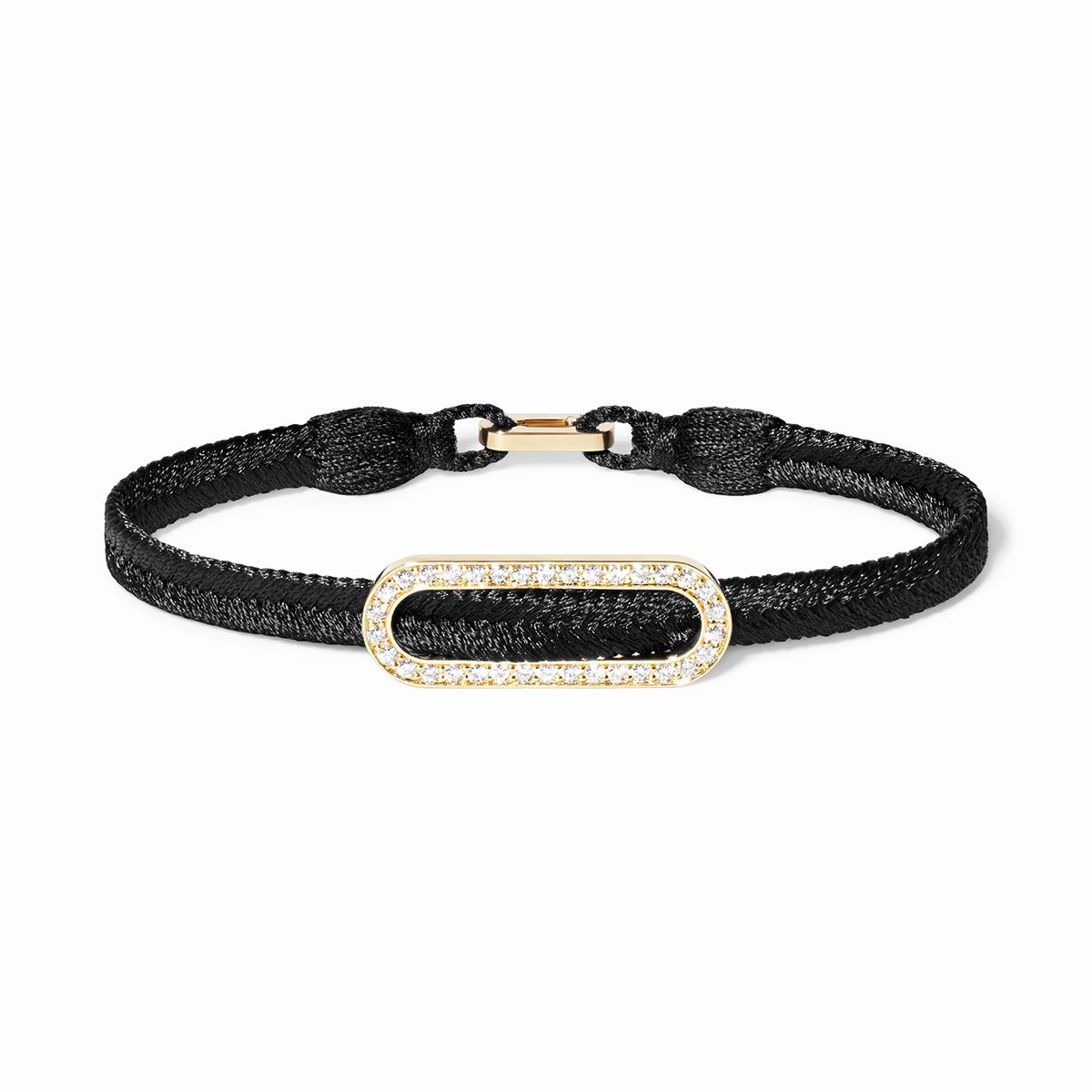 Bracelet tissé noir Maillon pavé