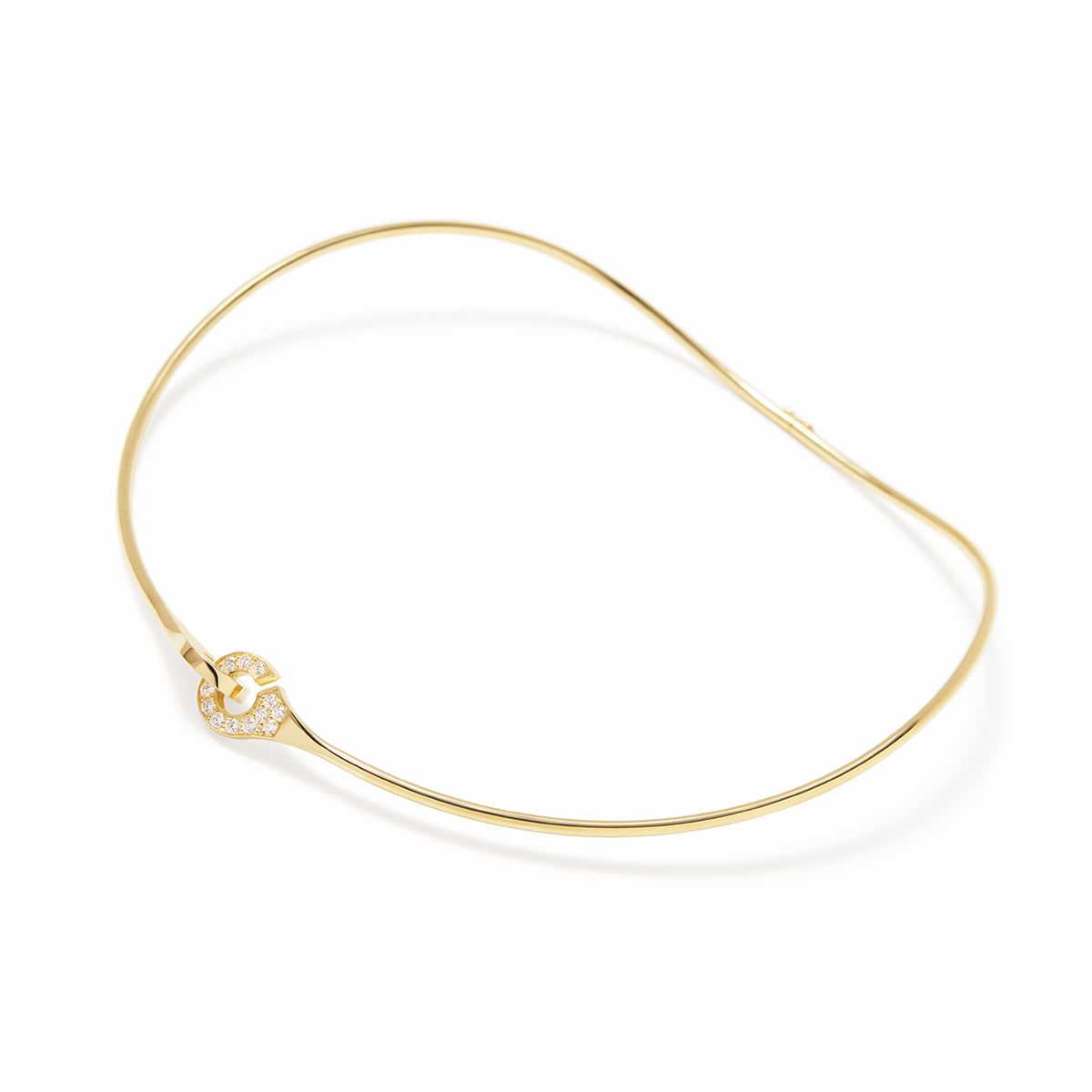 Collier Torque Menottes dinh van sculptées demi-pavé