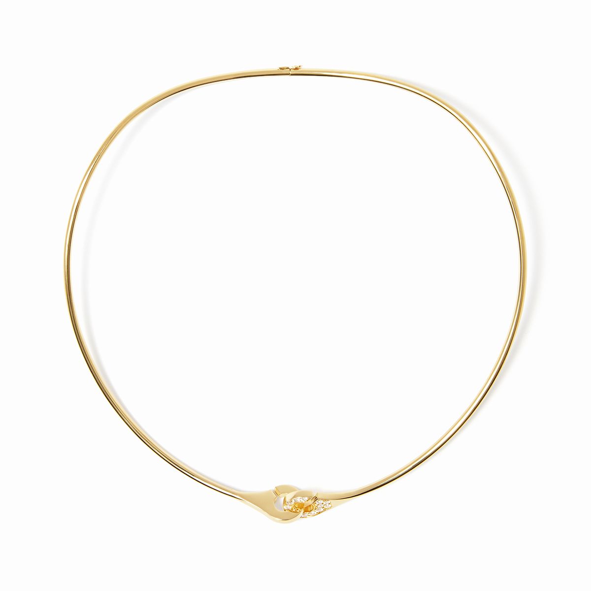 Collier Torque Menottes dinh van sculptées demi-pavé