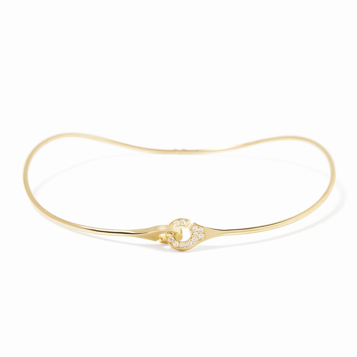 Collier Torque Menottes dinh van sculptées demi-pavé