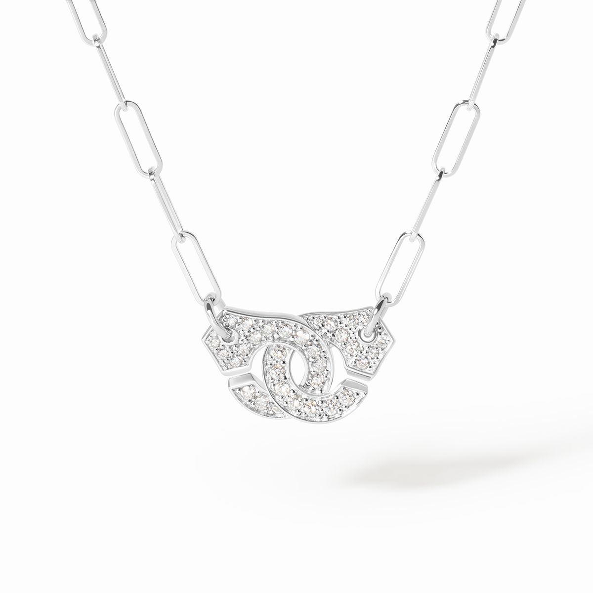 Collier Menottes dinh van moyen modèle pavé