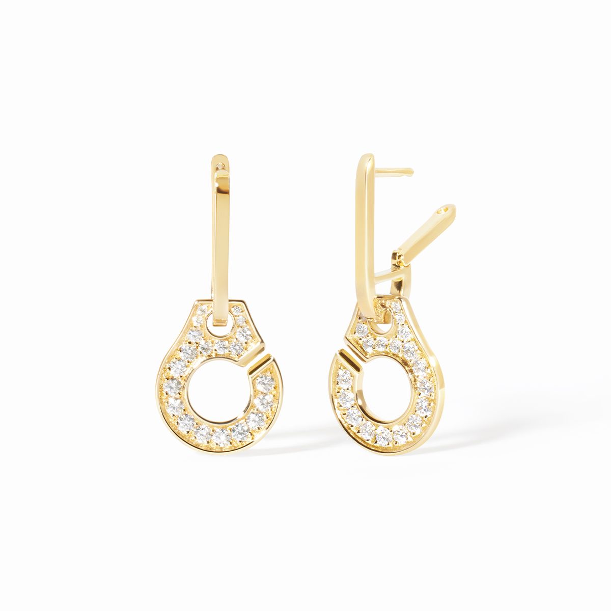 Boucles d'oreilles pendantes Menottes dinh van pavées