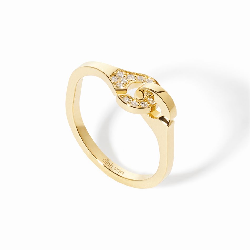 Bague Menottes dinh van sculptées demi-pavée