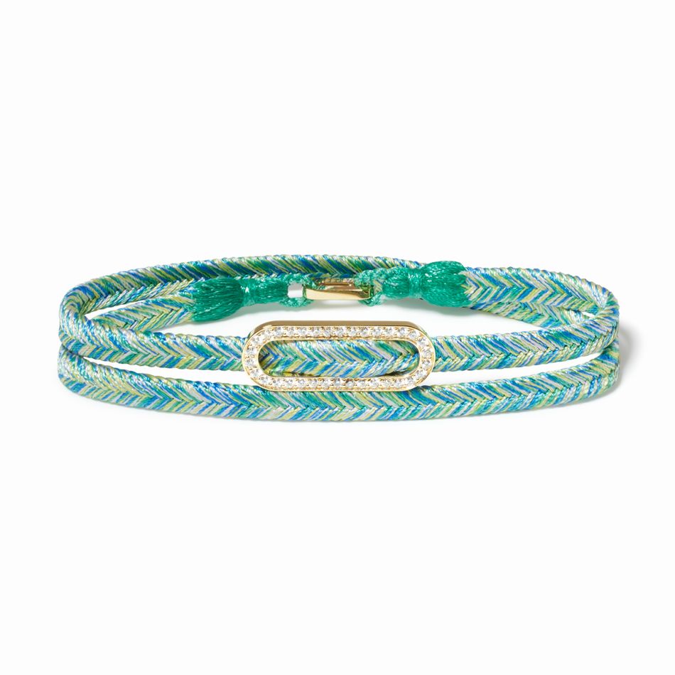 Pulsera tejida Maillon verde laguna pavé de doble vuelta