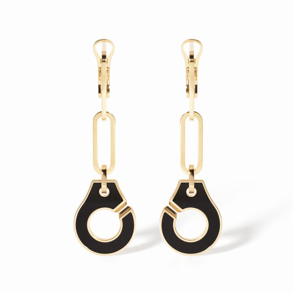 Boucles d'oreilles pendantes onyx Menottes dinh van 